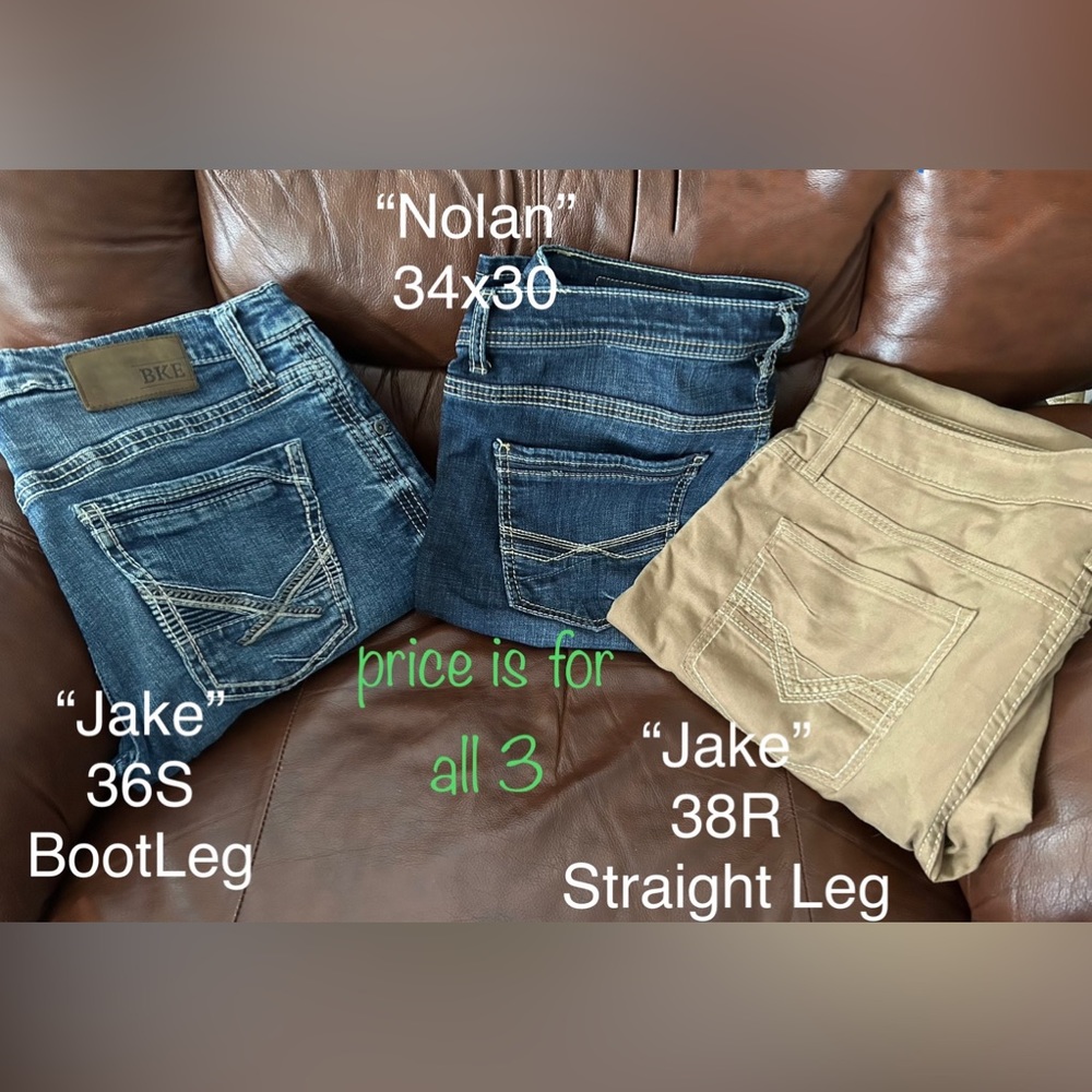 3 Pr Men’s BKE Buckle Jeans 34; 36; 38. “Nolan” & “Jake”
❗️ NEW & LIKE NEW❗️